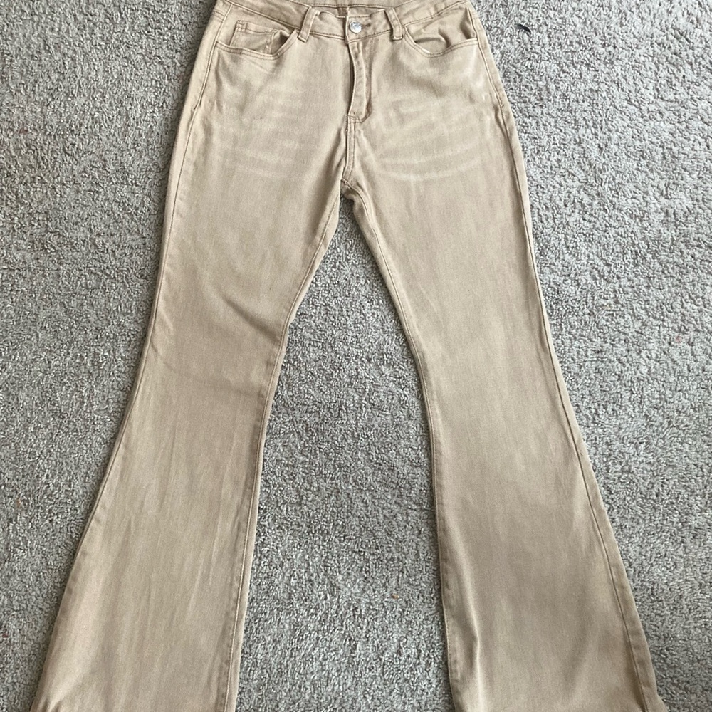 SHEIN Tan Flare & Wide Leg Jeans